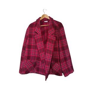 J. Jill Women's Plus Size Pink Knit Houndstooth Blazer Jacket Size 3X Workwear